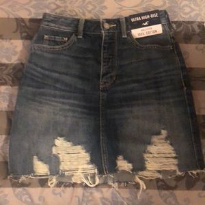 Hollister high rise jean skirt